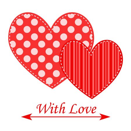 Valentine card, red hearts on white backgroundのイラスト素材