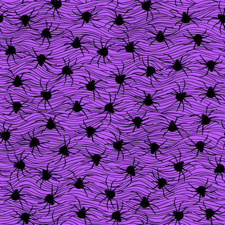 Spider, vector seamless pattern for Halloween.のイラスト素材