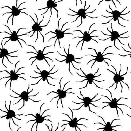 Spider, black and white vector seamless pattern for Halloween.のイラスト素材