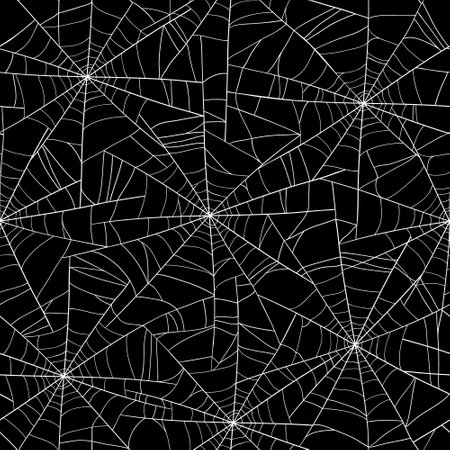 Halloween hand drawn vector seamless pattern with spider web.のイラスト素材