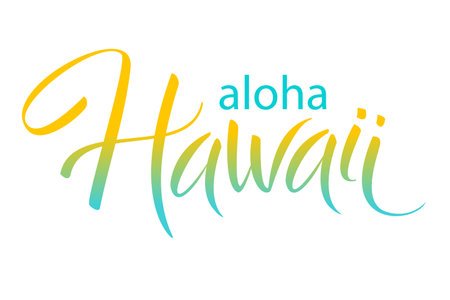 Aloha Hawaii, poster vector lettering illustration on white background.のイラスト素材