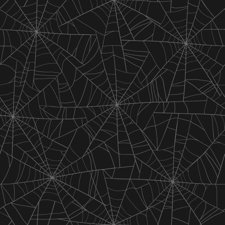 Halloween hand drawn vector seamless pattern with spider web.のイラスト素材