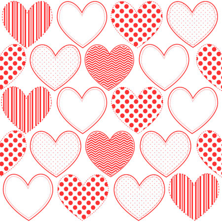 Silhouette of hearts, vintage vector seamless pattern, love, romantic, Valentines day theme, template for textile, wallpaper, wrapping paper.のイラスト素材