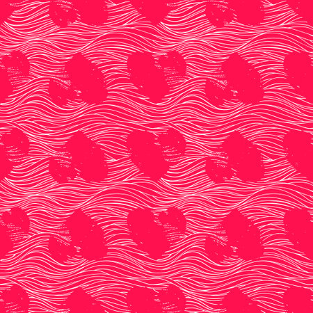 Pink hearts, vintage vector seamless pattern, love, romantic, Valentines day theme, template for textile, wallpaper, wrapping paper.のイラスト素材
