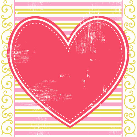 Vector vintage retro background with heart and place for text. Template for wedding invitations, Valentines day greeting card, label, cover.Can be used like seamless pattern.のイラスト素材
