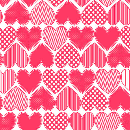 Silhouette of hearts, vintage vector seamless pattern, love, romantic, Valentines day theme, template for textile, wallpaper, wrapping paper.のイラスト素材