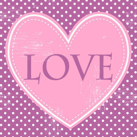 Vector vintage retro background with heart. Template for wedding invitations, Valentine`s day greeting card, label, cover, vector illustration.のイラスト素材