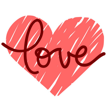 Valentine card, doodle hand drawn heart on white background, Valentine`s day love romantic background, vector illustration for t-shirt print, invitation.のイラスト素材