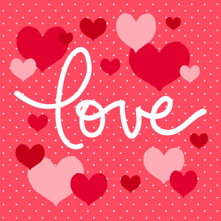 Silhouette of heart in grunge style, hand written lettering Love, Valentines day background, vector illustration, t-shirt design, greeting card, logotype, banner, invitation.のイラスト素材