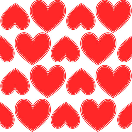 Red hearts, vintage vector seamless pattern, love, romantic, Valentines day theme, template for textile, wallpaper, wrapping paper.のイラスト素材
