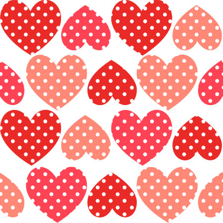 Red hearts, vintage vector seamless pattern, love, romantic, Valentines day theme, template for textile, wallpaper, wrapping paper.のイラスト素材