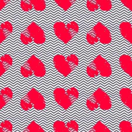 Pink hearts, vintage vector seamless pattern, love, romantic, Valentines day theme, template for textile, wallpaper, wrapping paper.のイラスト素材