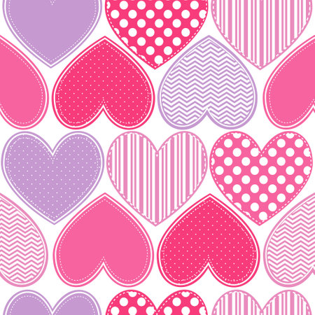 Silhouette of hearts, vintage vector seamless pattern, love, romantic, Valentines day theme, template for textile, wallpaper, wrapping paper.のイラスト素材