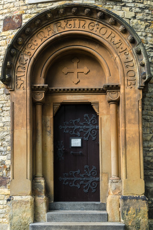 Door  of the the Rotunda of St Martin in Vysehrad in Pragueの写真素材
