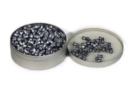 metallic box with pneumatic bulletsの写真素材