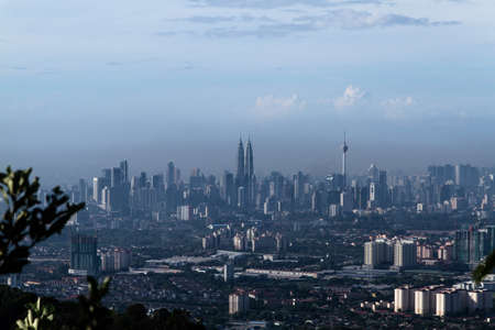 Kuala Lumpur, Malaysia, January 31, 2016 - Kuala Lumpur cityscape view from peak of Tabur Hill in the morningのeditorial素材