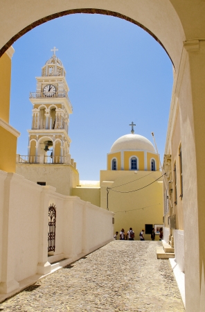 Santorini bell towerの写真素材