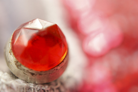 Ring with a ruby in macro shot