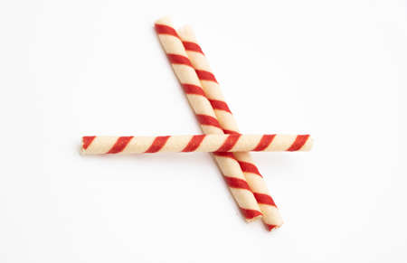 colorful wafer stick on white background
