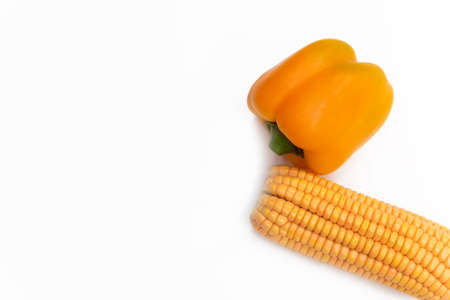 Yellow corn isolated on white background.
