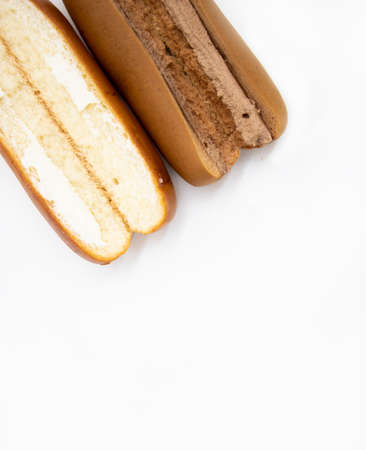 bread with butter isolated on white background