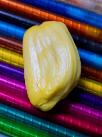 Jack fruit close up isolated on a colorful background