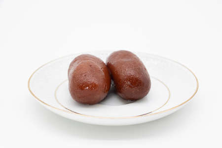 black sweet Also Know as golabjamon over on white backgroundの写真素材