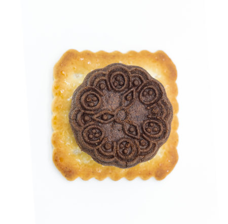 sugar and chocolate biscuit or cookies isolated on white background