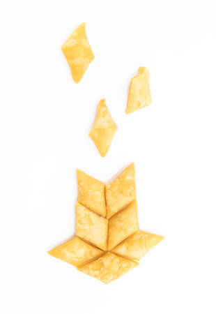 rectangular biscuits snacks over on white