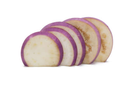 round eggplant slice on White Backgroundの写真素材