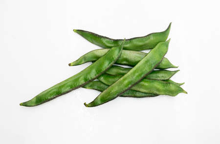 group of fresh lima beans or sheem isolate on white.
