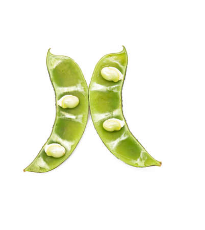 Lima beans or sheem isolate on whiteの写真素材