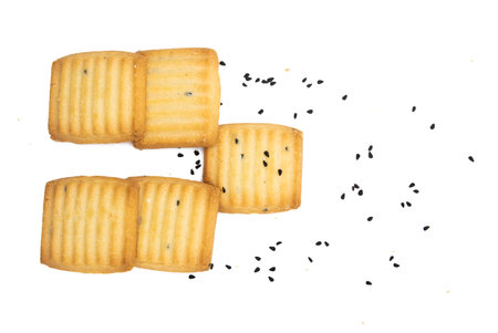 Biscuit or cookie isolated on white backgroundの写真素材