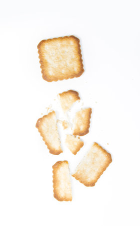 rectangular biscuit isolated on white, top viewの写真素材