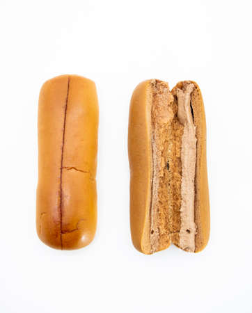 bread with chocolate isolated on white background