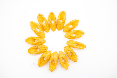 corn chips nachos isolated on white background,top view.