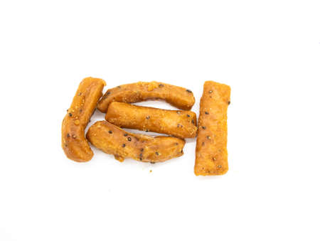 Italian bread cinnamon and sugar filling and black cumin isolated on white background
