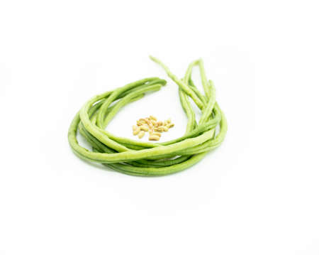 yardlong bean slice isolated on white background.selective focus