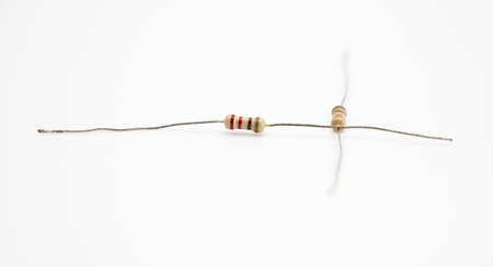 close-up, two Resistor isolate on white backgroundの写真素材