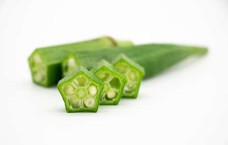 okra slice isolated on white, with clipping path