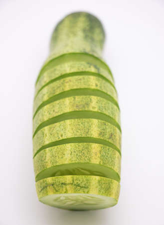 Fresh sliced cucumber isolated on white background, vegetable salad, fresh vegetableの写真素材