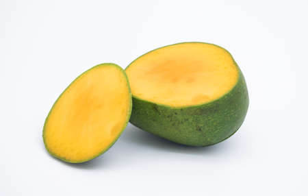 mango slice isolate on white backgroundの写真素材