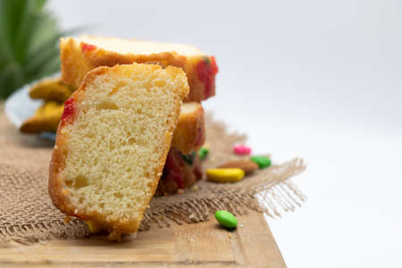 Homemade baked pound cake slices