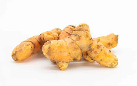 close up fresh turmeric isolated on white background