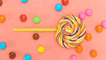 Colorful lollipop isolated on backgroundの写真素材