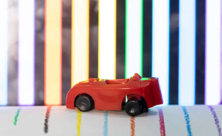 low light focus toy carの写真素材