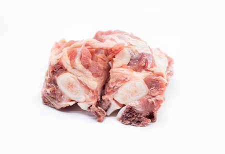 Raw meat with bone isolate on white background,