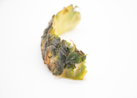 pineapple skin slice design on white background, front view, selective focusの写真素材