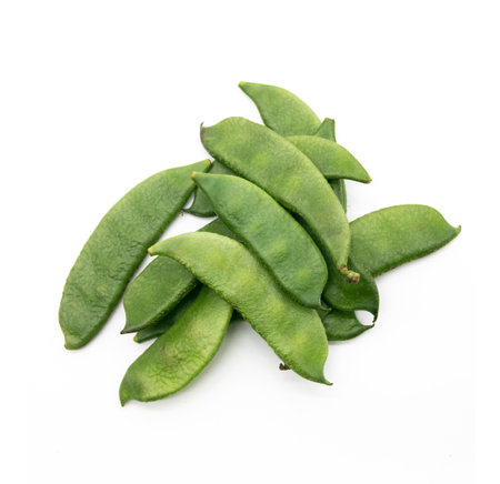 group of Lima beans or Hyacinth beans isolate on white background, top view