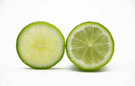 single slices Lemon isolated on white background. Front viewの写真素材